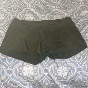 Lululemon speedy shorts, olive colored
